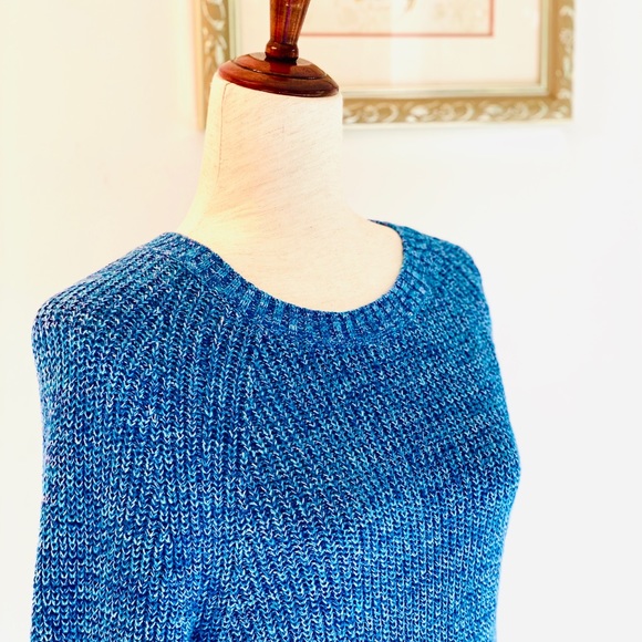 GAP Marl Knit 100% Cotton Pullover Sweater, Blue - Picture 3 of 5